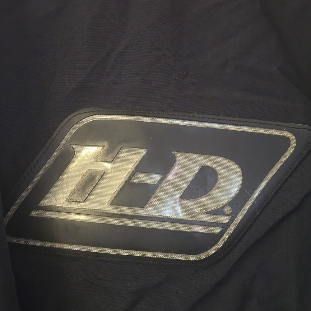 Harley-Davidson Windbreaker Black Gray Mens Medium Logo Hooded Motorcycle EUC - Picture 3 of 13